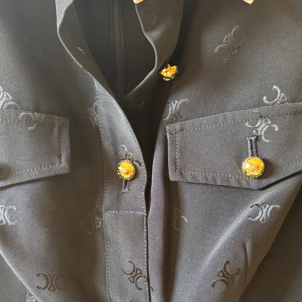Celine-Black Dress with White Collar& Gold Celine Buttons-made in Italy-luxury - Picture 4 of 16